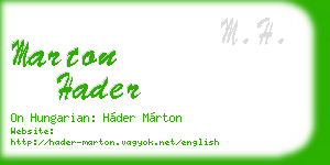 marton hader business card